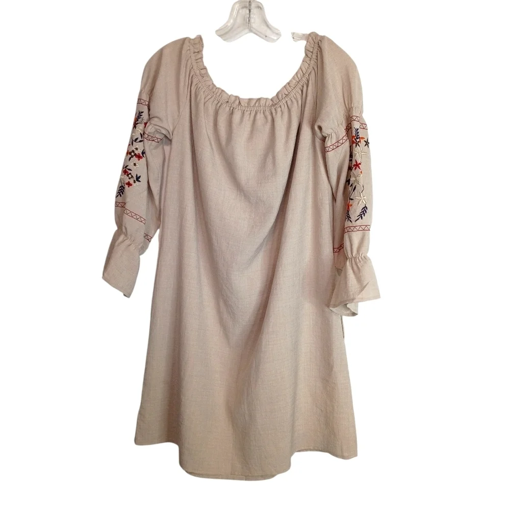 Listicle - Embroidered Floral Tunic Dress - Size Large - Picture 4 of 7